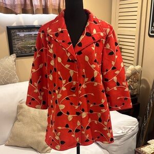 Women's Red Leaf Pattern Coat